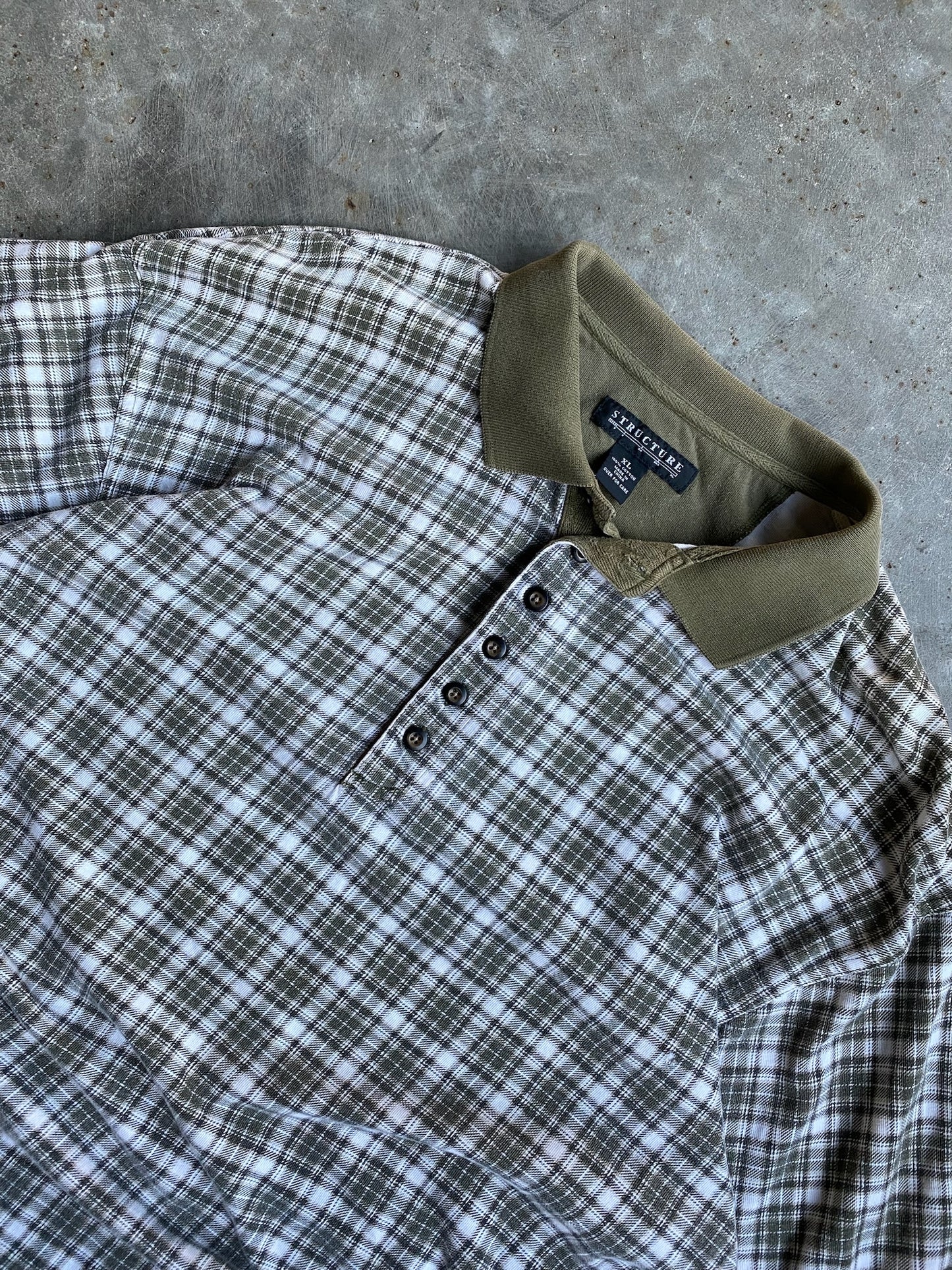 Vintage Structure Plaid Polo - XL