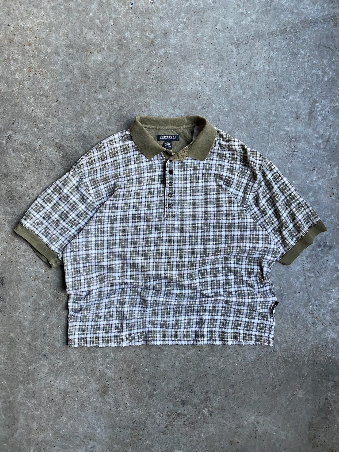 Vintage Structure Plaid Polo - XL