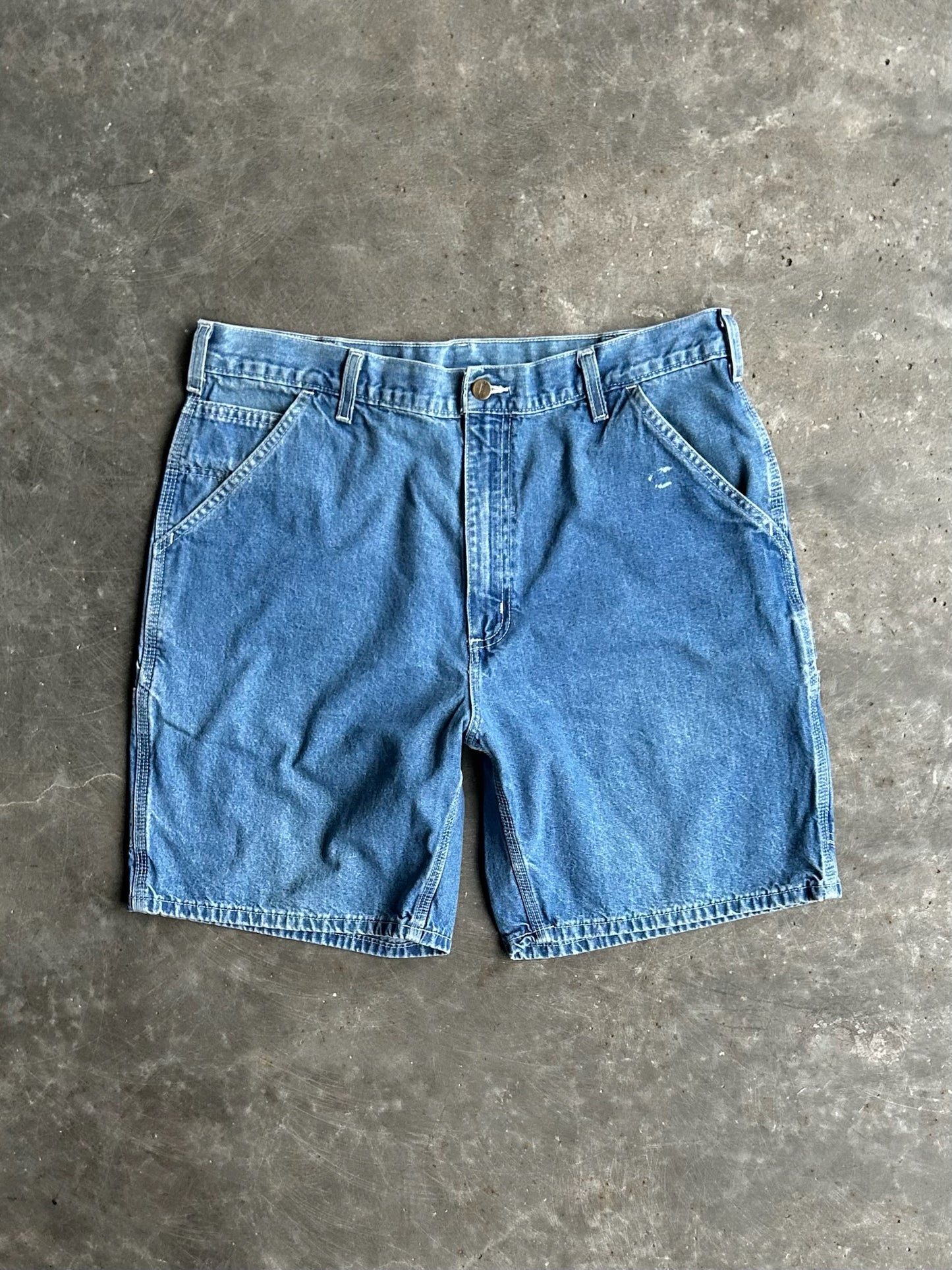 Vintage Faded Denim Distressed Carhartt Carpenter Shorts - 35