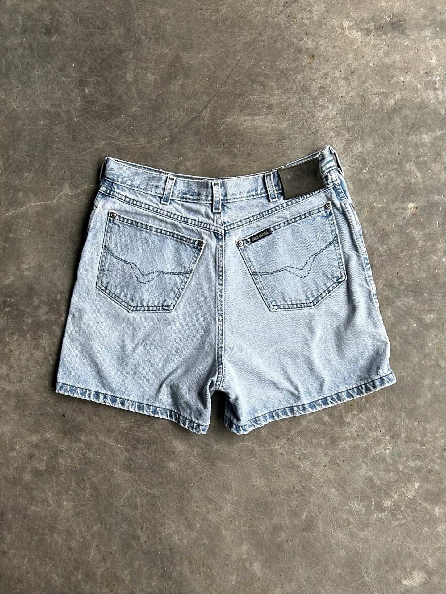 Vintage Light Wash Harley Davidson Denim Shorts - 30