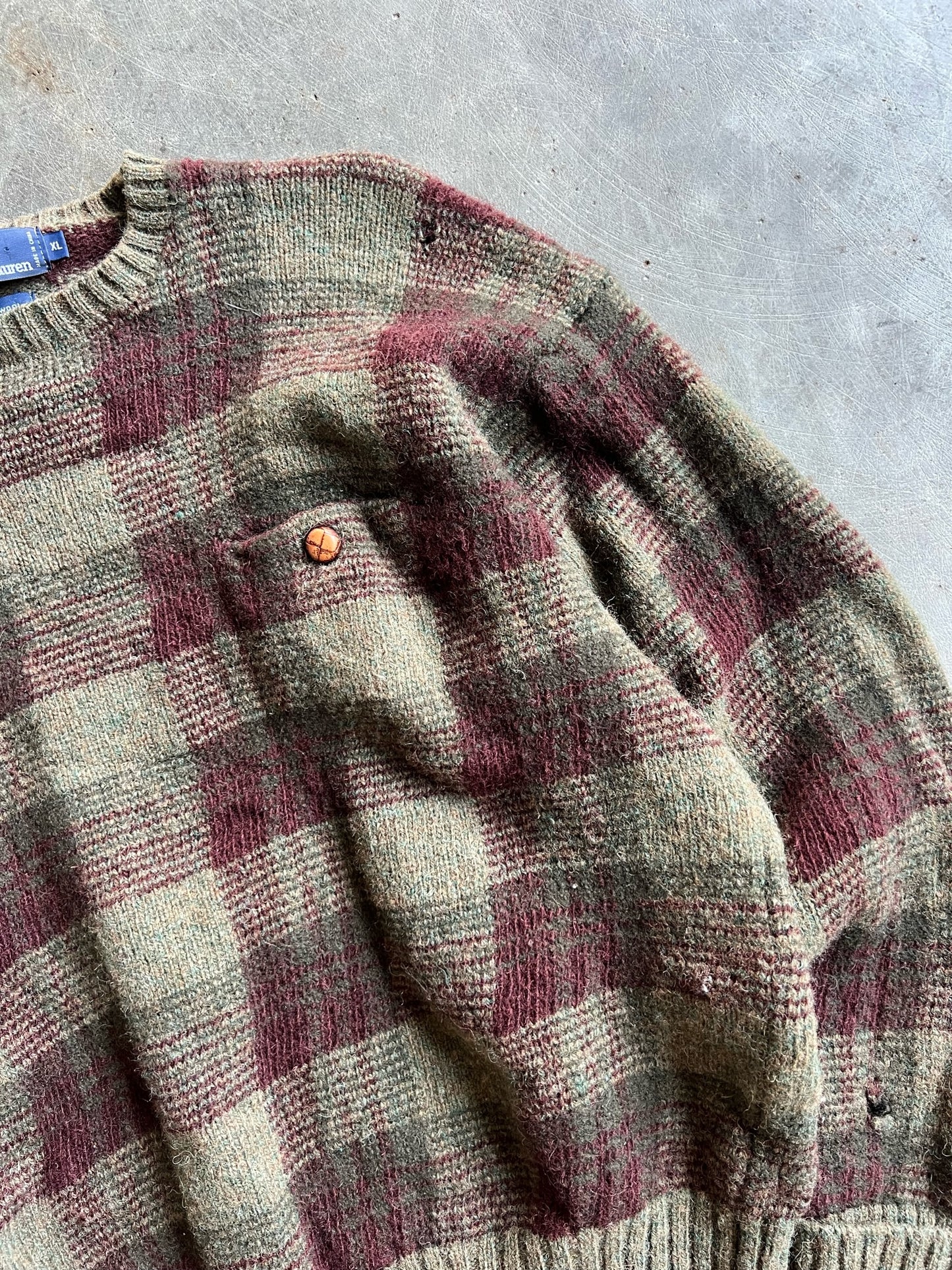 Vintage Ralph Lauren Knit Checkered Sweater - XL