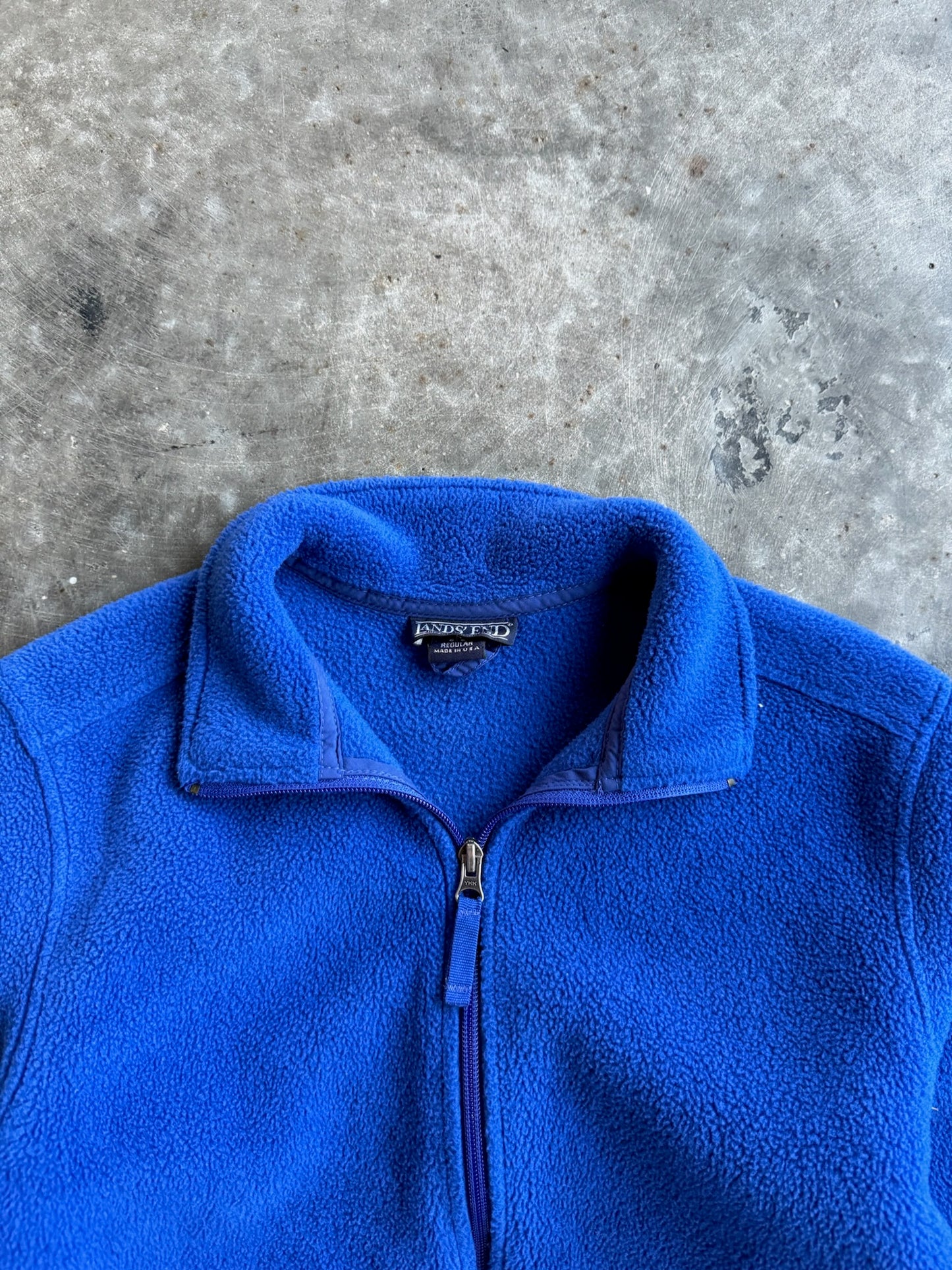 Vintage Royal Blue Lands End Fleece Zip Up - S