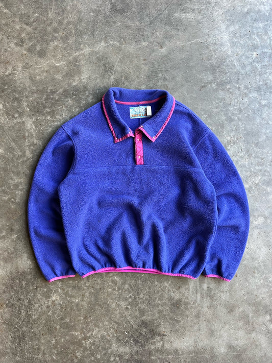 Vintage Blue Fleece Snow Lion T Snap - L