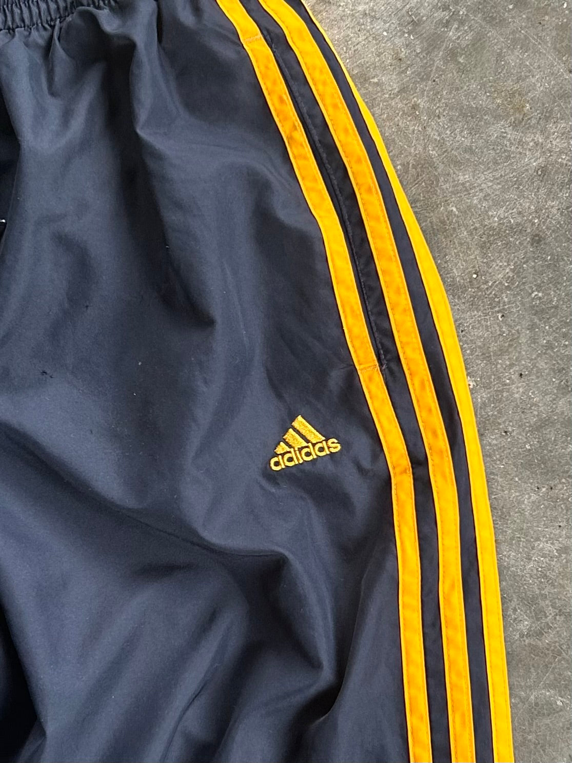 Vintage Navy & Yellow Adidas Track Pants - M