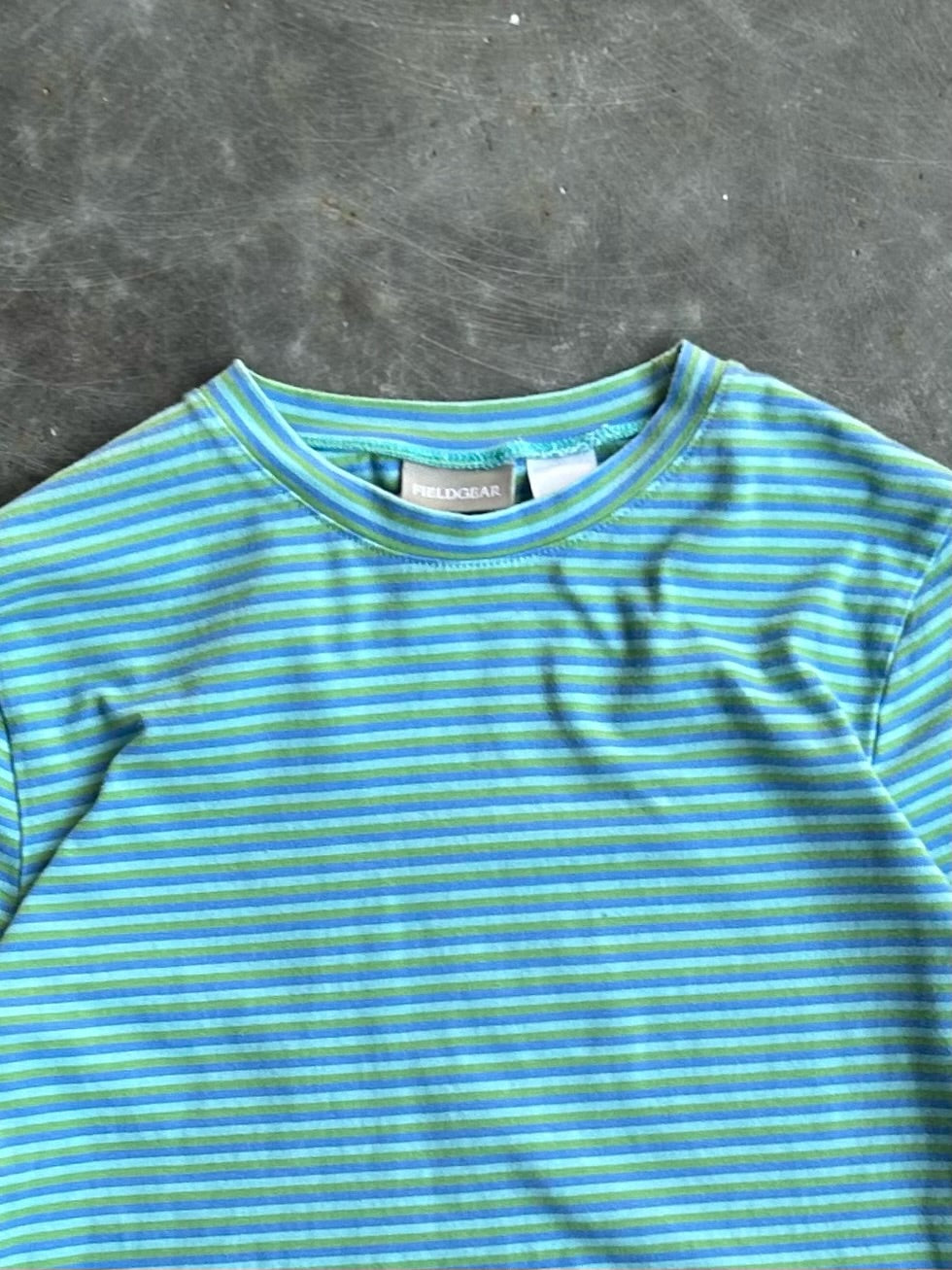 Vintage Teal Striped Field Gear Long Sleeve - S