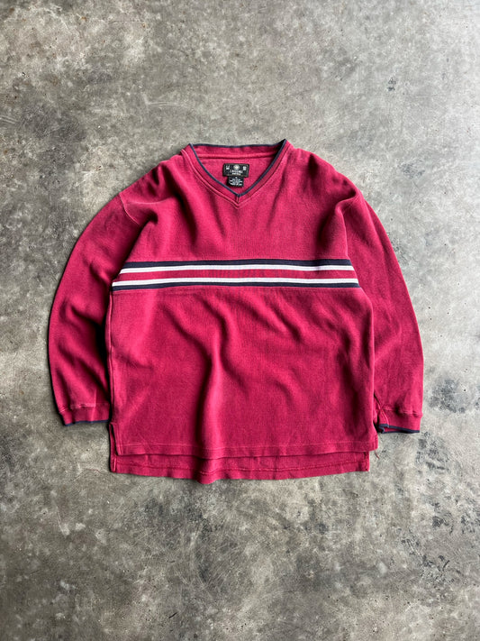 Vintage Red Striped Sweater - M