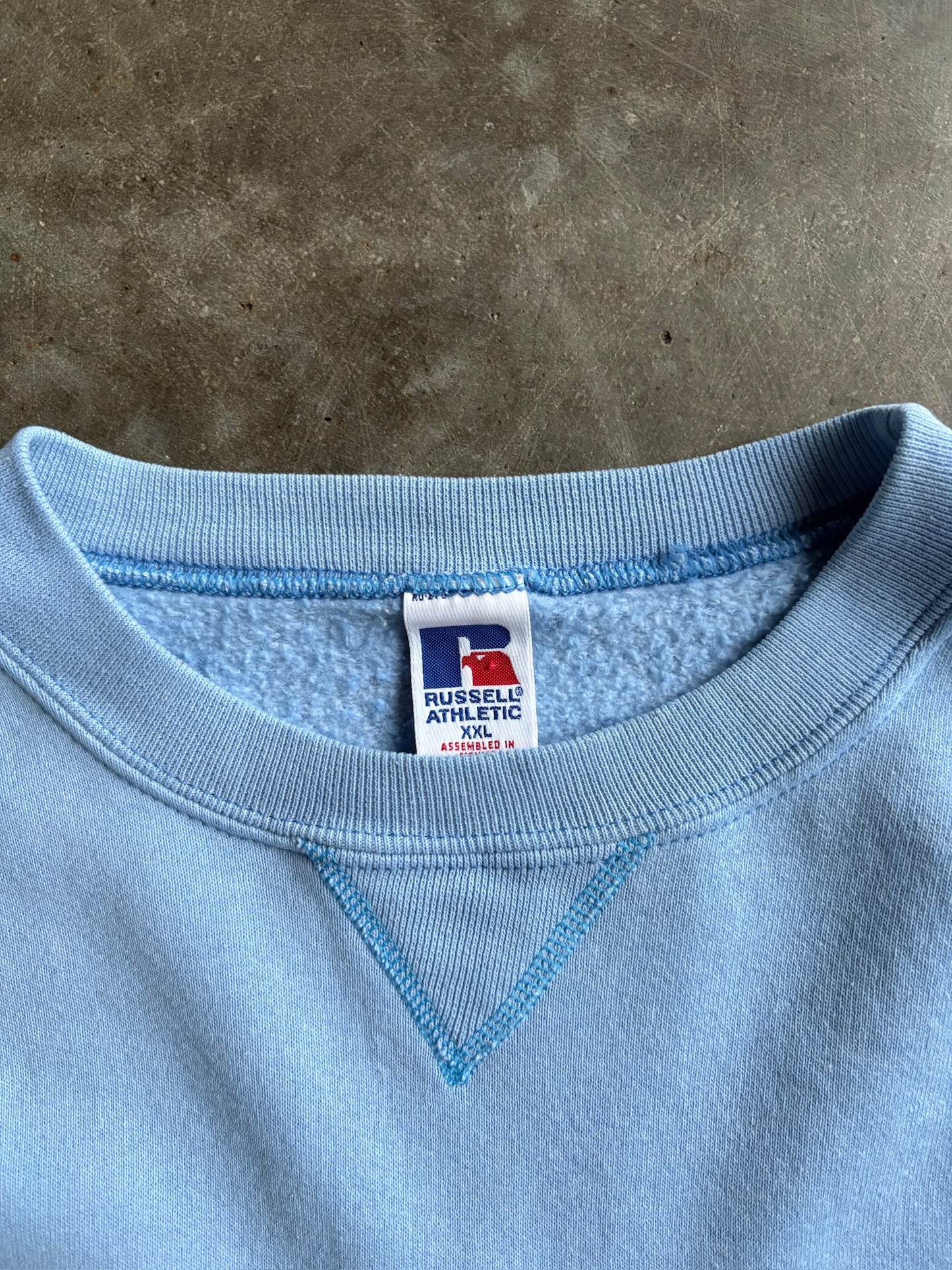 Vintage Baby Blue Blank Russell Crew - XXL