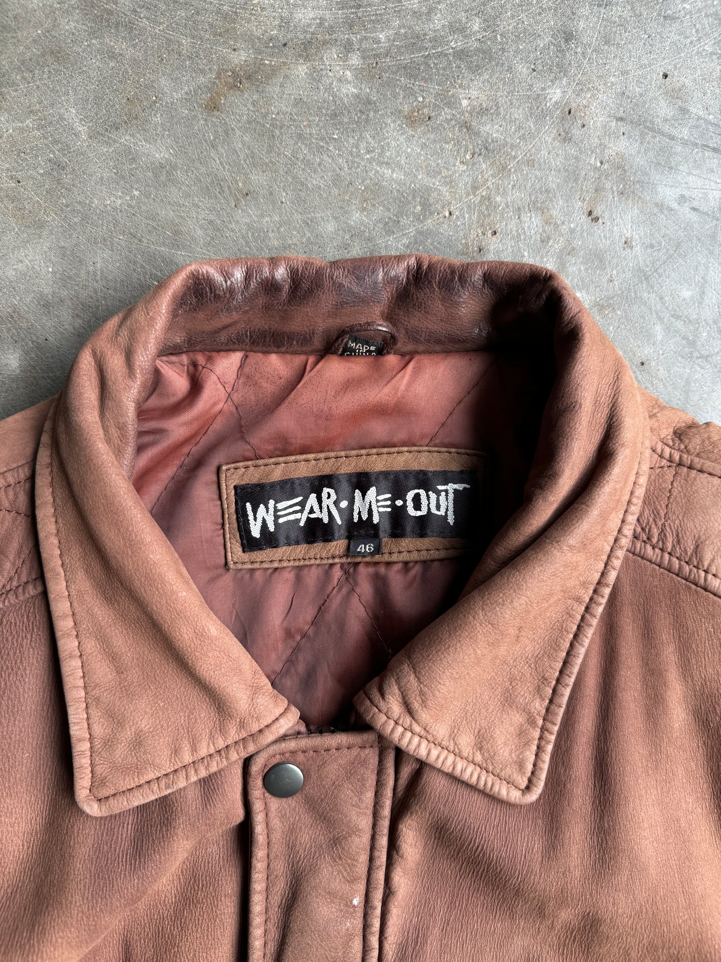 Vintage Wear Me Out Brown Leather Jacket - XL