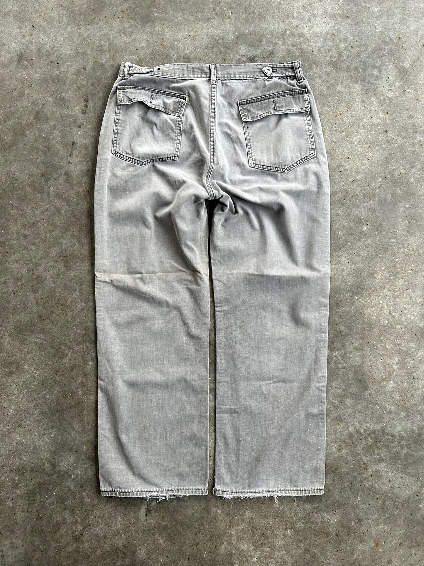 Vintage Distressed Grey Polo Denim Pants - 34