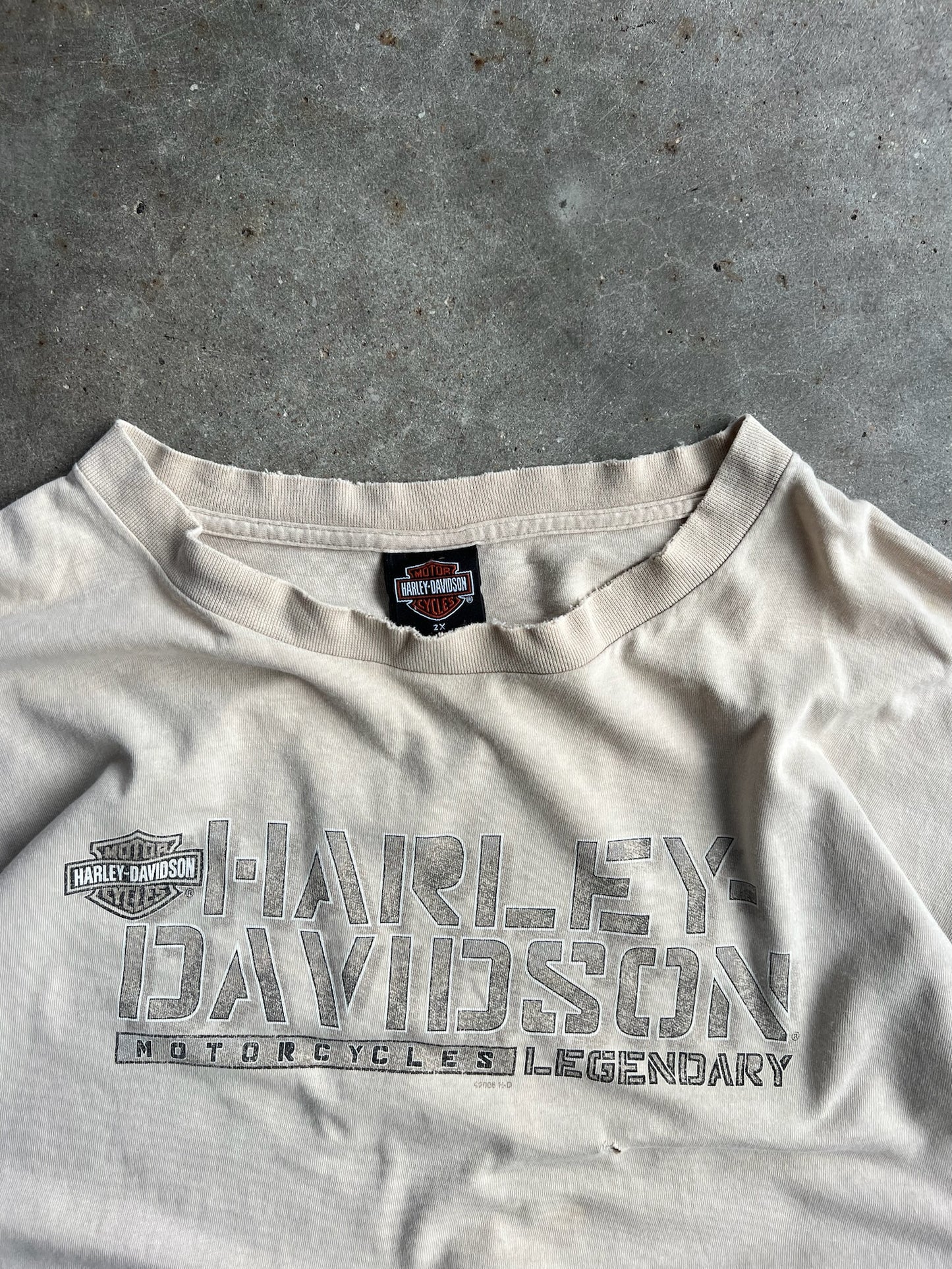 Vintage Cream Harley Davidson Shirt - XXL