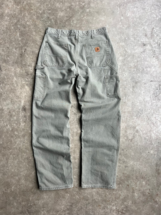 Vintage Faded Green Carhartt Carpenter Pants - 34