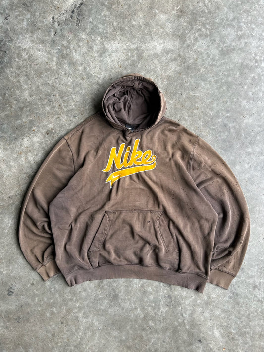 Vintage Thrashed Brown Nike Hoodie - XXL