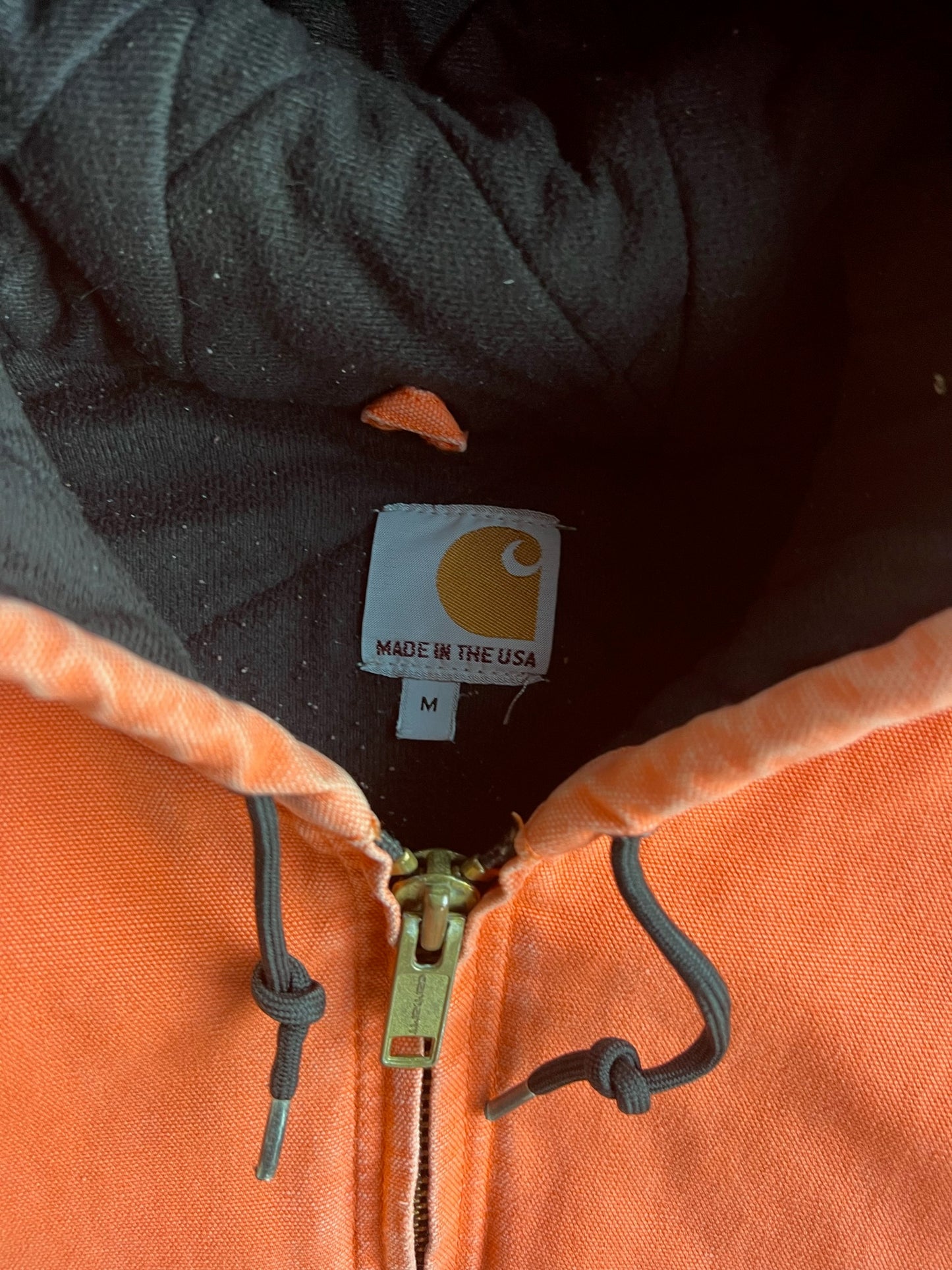 Vintage Orange Hooded Carhartt Jacket - M