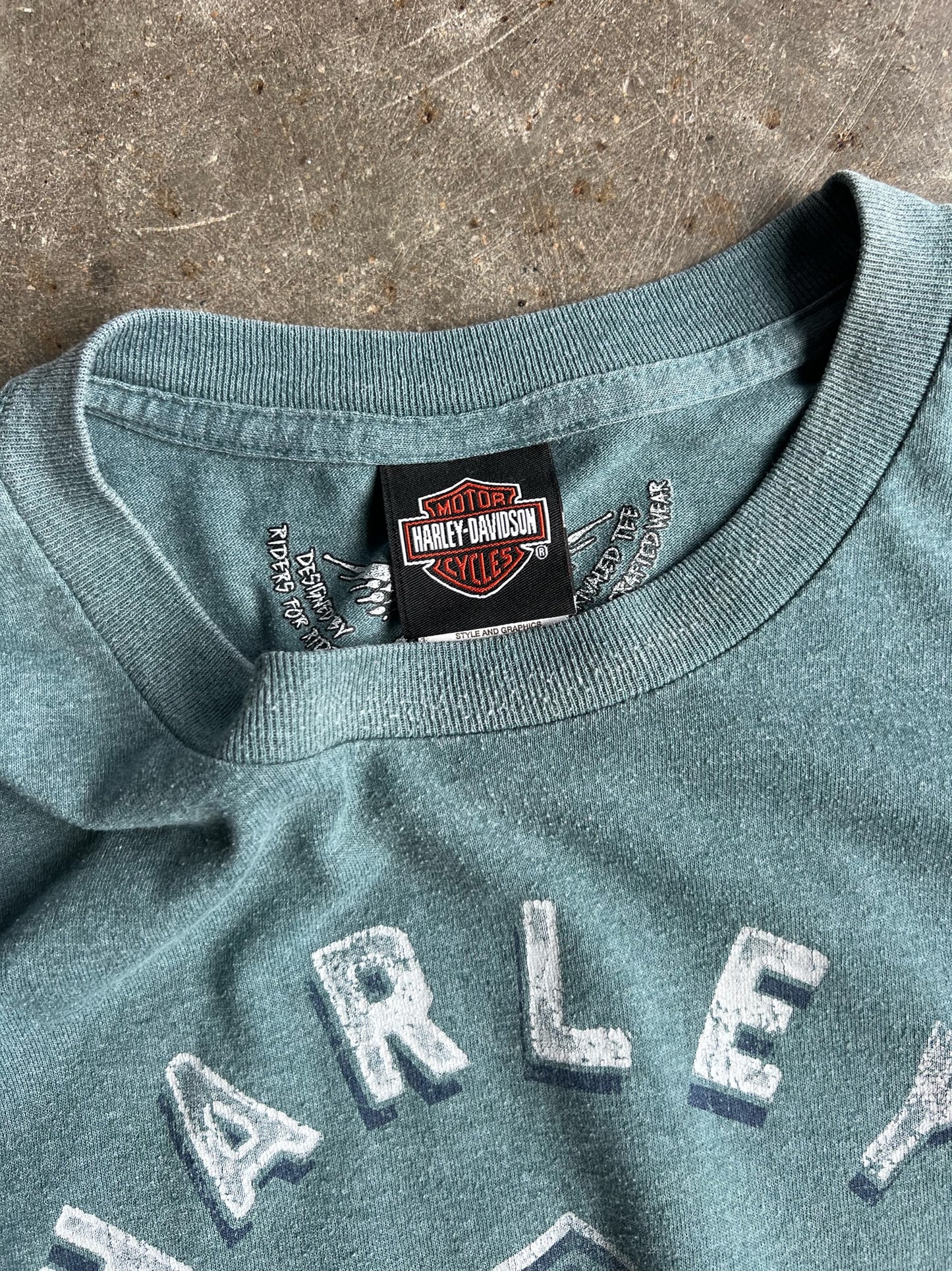 Vintage Faded Teal Harley Davidson Shirt - XXL