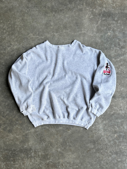 Vintage Grey Distressed Embroidered Marlboro Crew - L