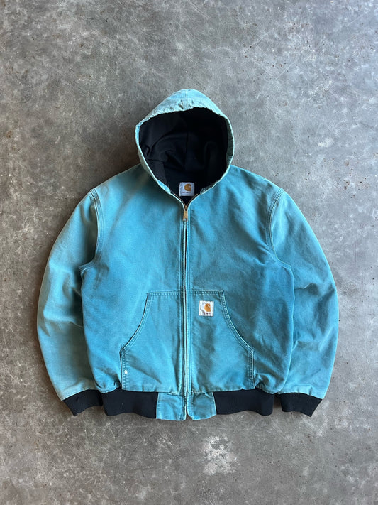 Vintage Teal Blue Hooded Carhartt Jacket - L