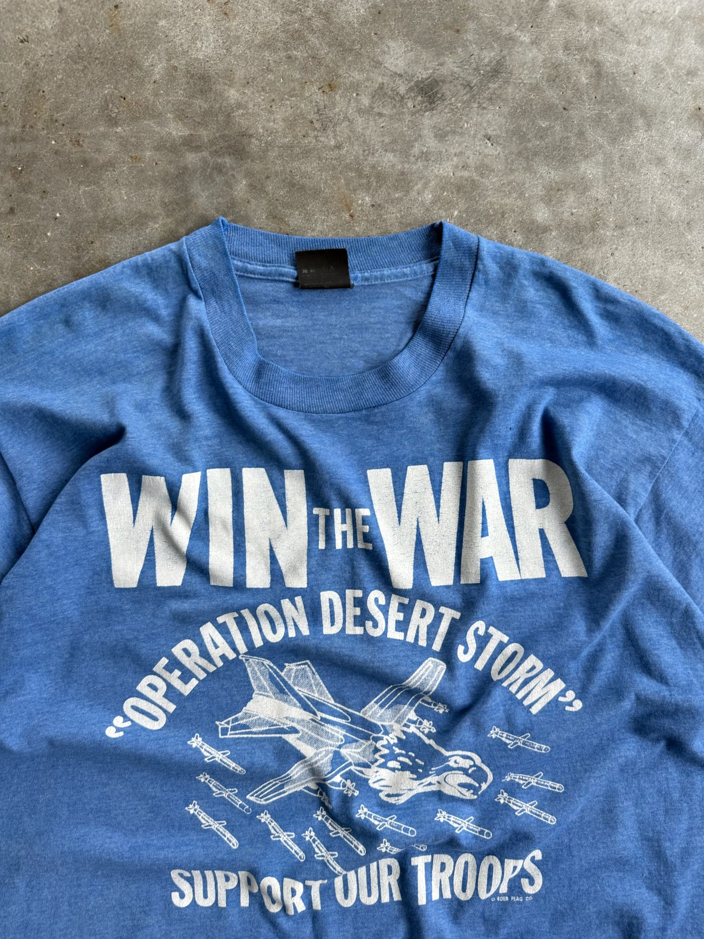 True Vintage Single Stitch Blue Win The War Graphic Tee - XL