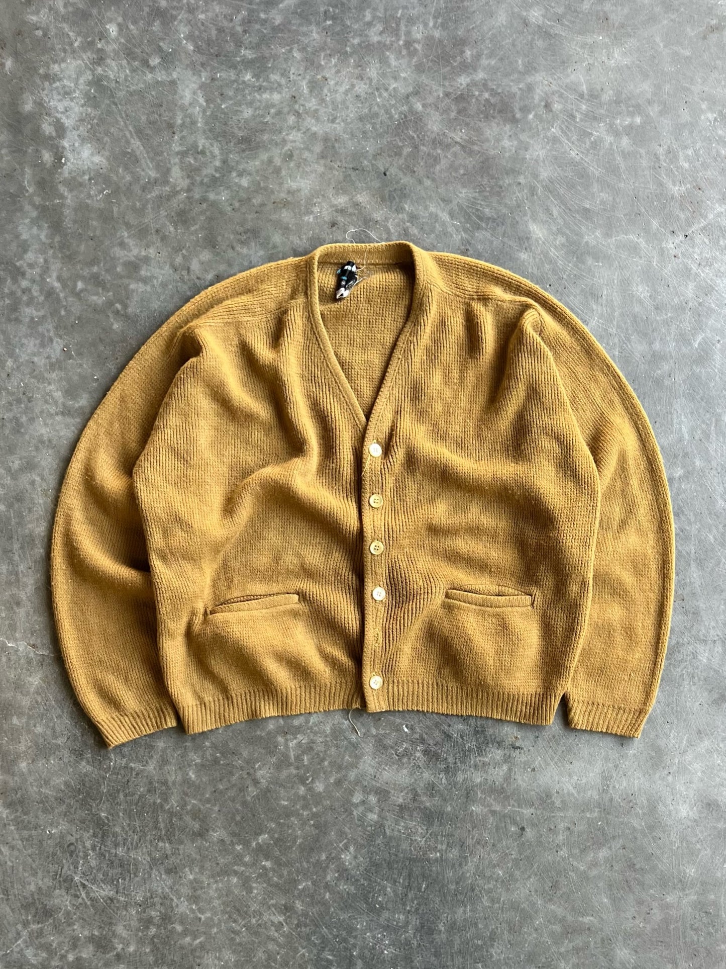 Vintage Mustard Yellow Knit Cardigan - M