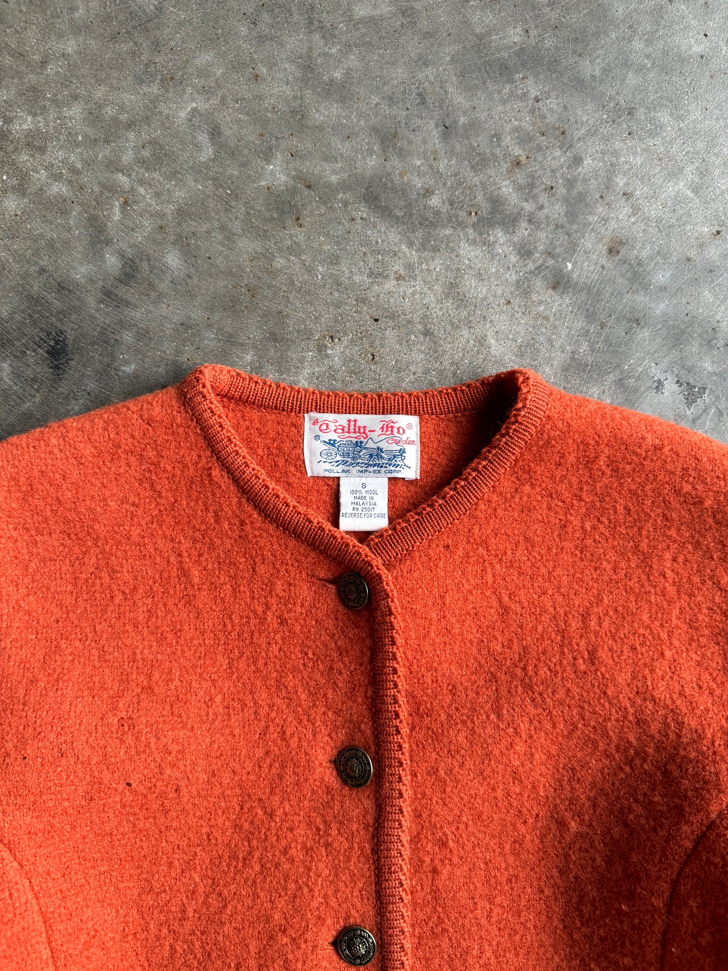 Vintage Tally Ho Orange Wool Cardigan - S