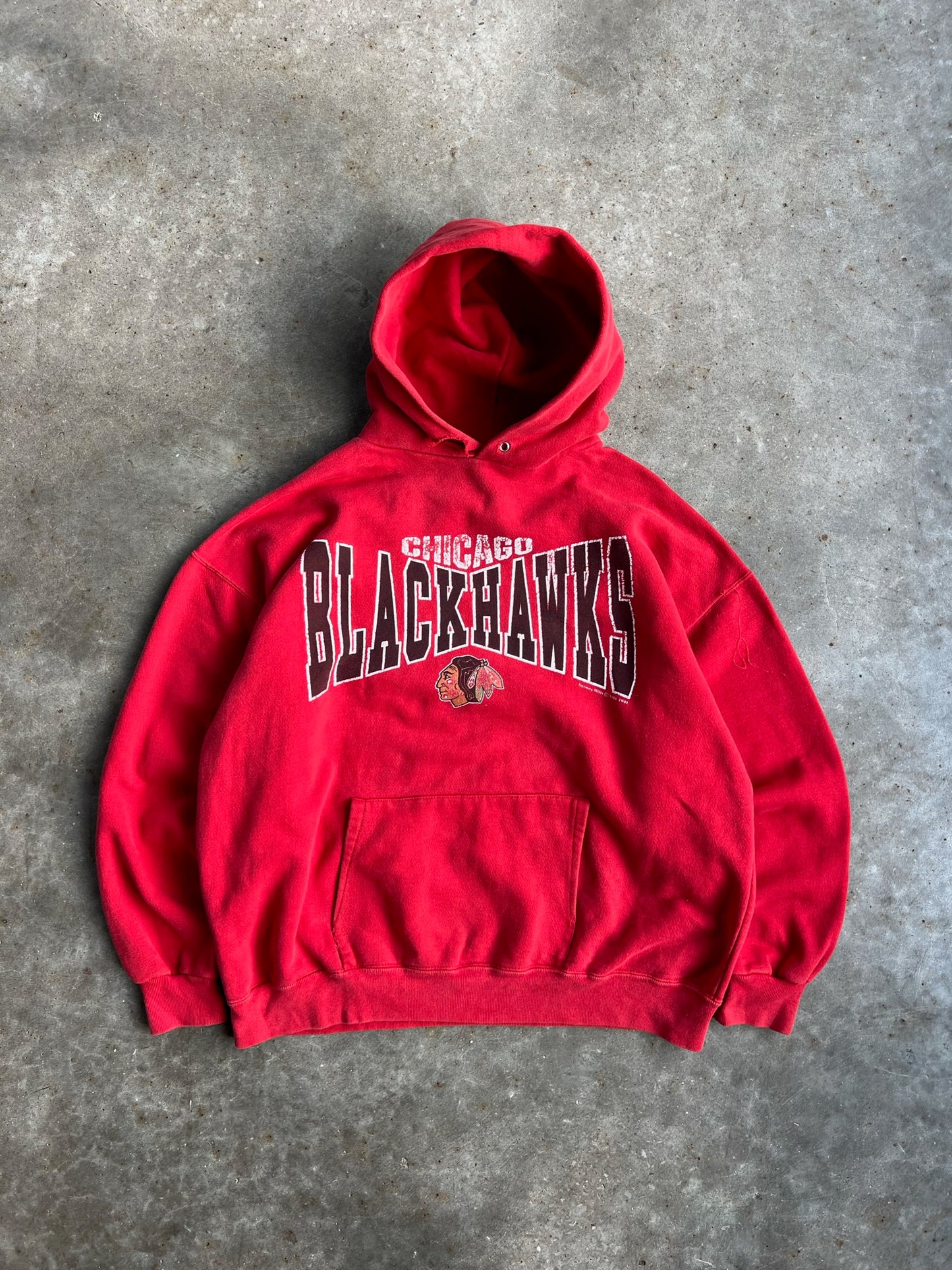 Vintage Red Chicago Blackhawks Hoodie - XL