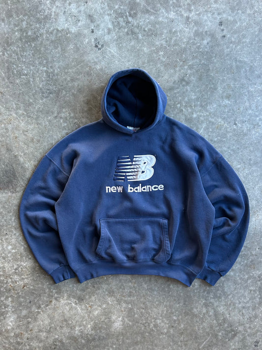 Vintage Navy Blue New Balance Hoodie - XL