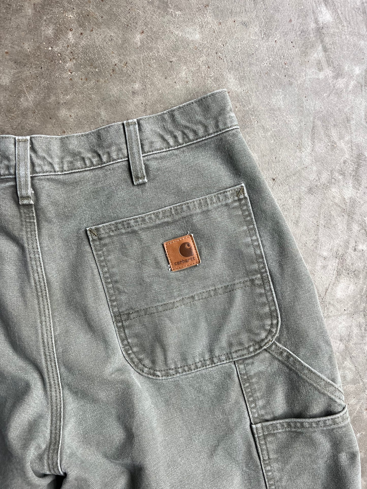 Vintage Faded Green Carhartt Carpenter Pants - 34