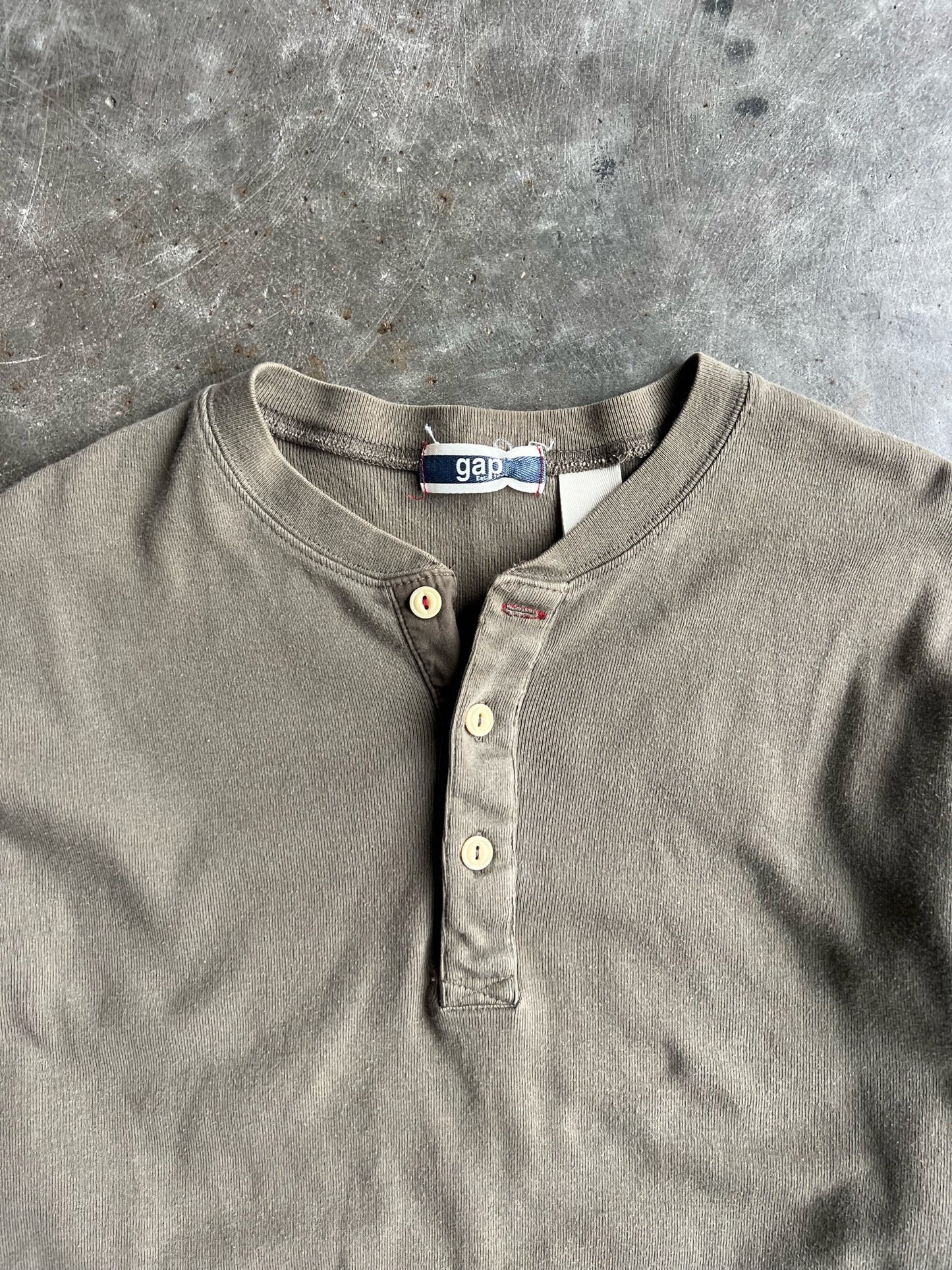 Olive Green Cropped Gap Long Sleeve Shirt - L