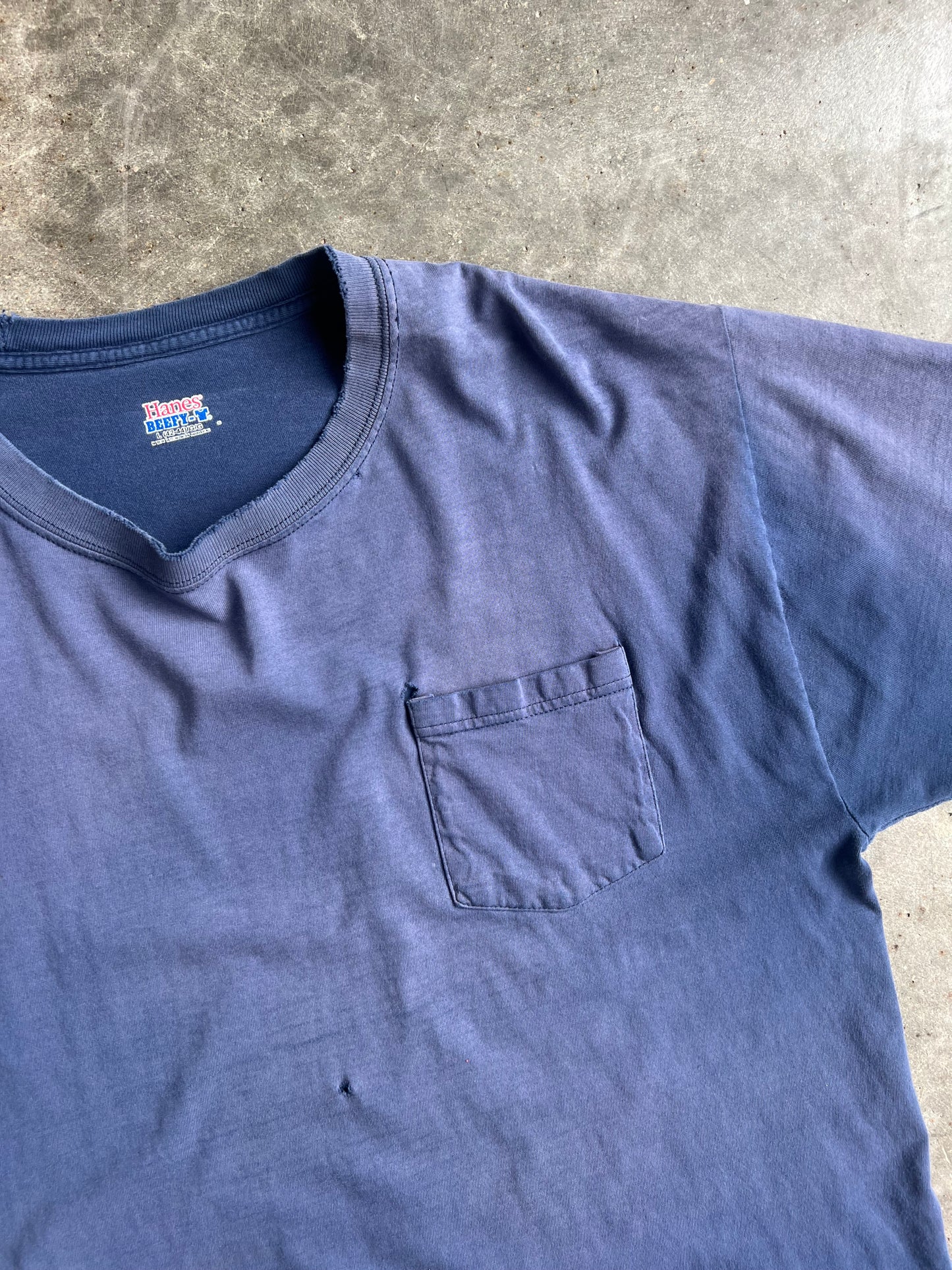 Faded Blank Navy Blue Hanes Shirt - L