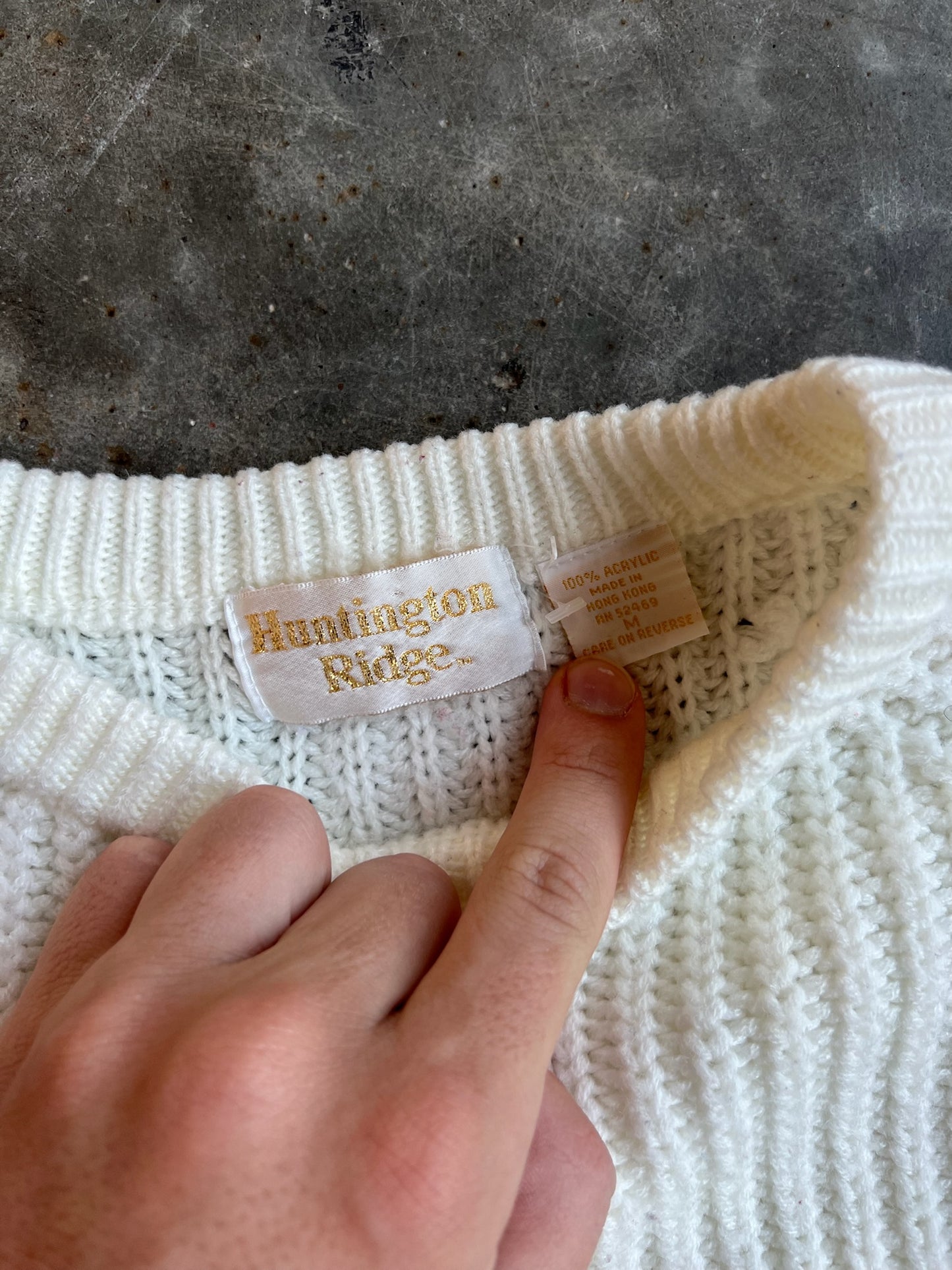 Vintage Cream Knit Sweater - M