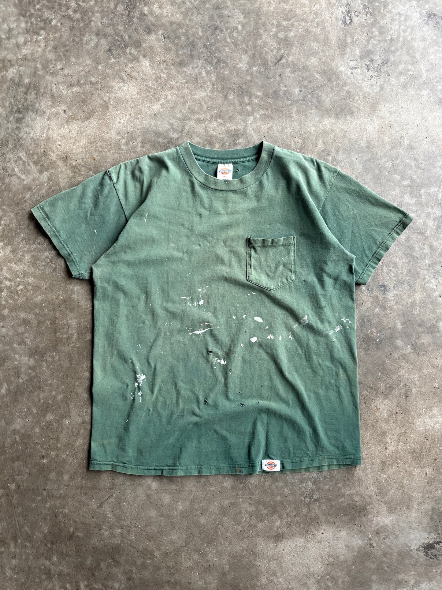 Vintage Distressed Green Blank Dickies Tee - XL