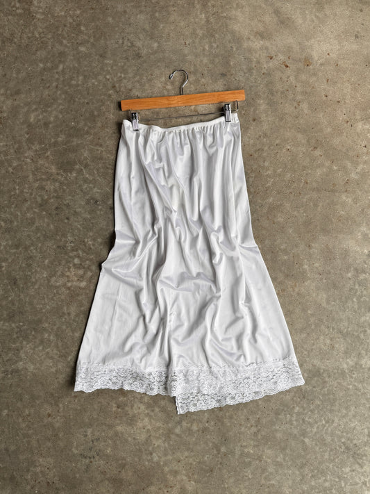 Vintage Lace Trim Silk Slip Skirt - M