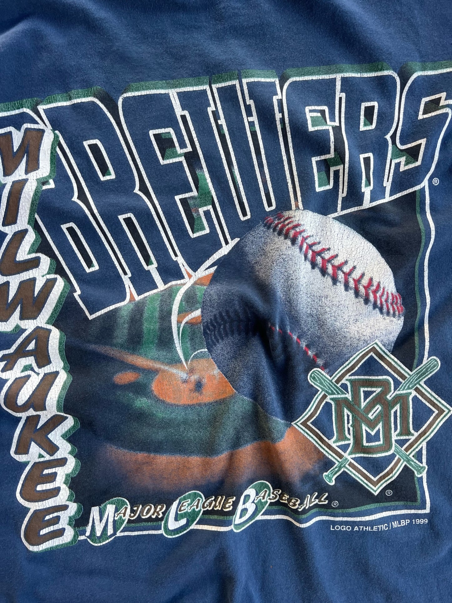 Vintage Navy Milwaukee Brewers Shirt - XL