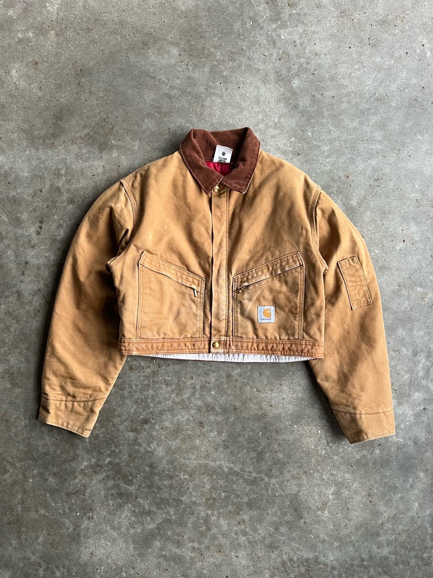 Vintage Tan Cropped Carhartt Jacket - S