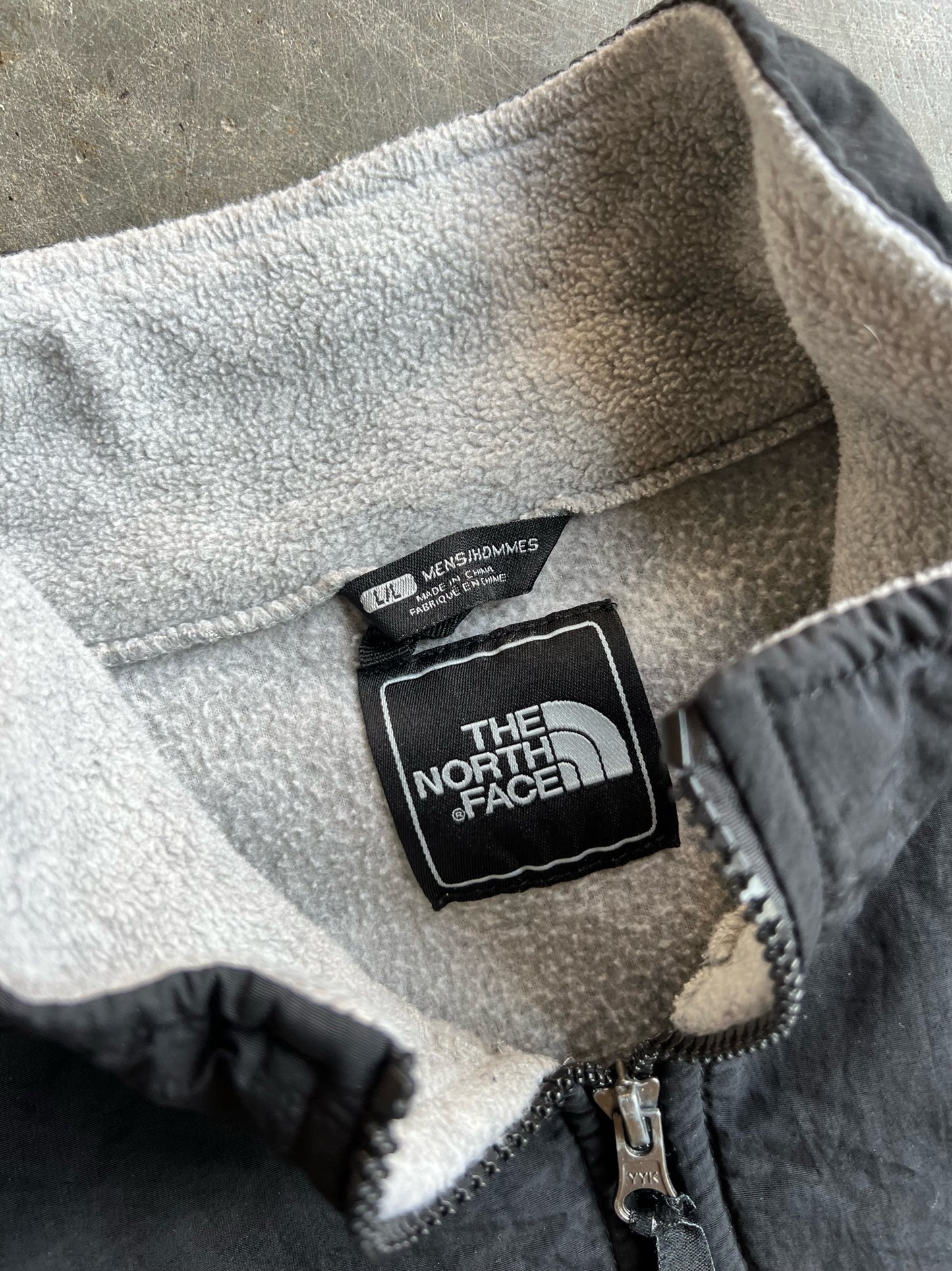 Vintage Grey/Black North Face Fleece Zip Up - L