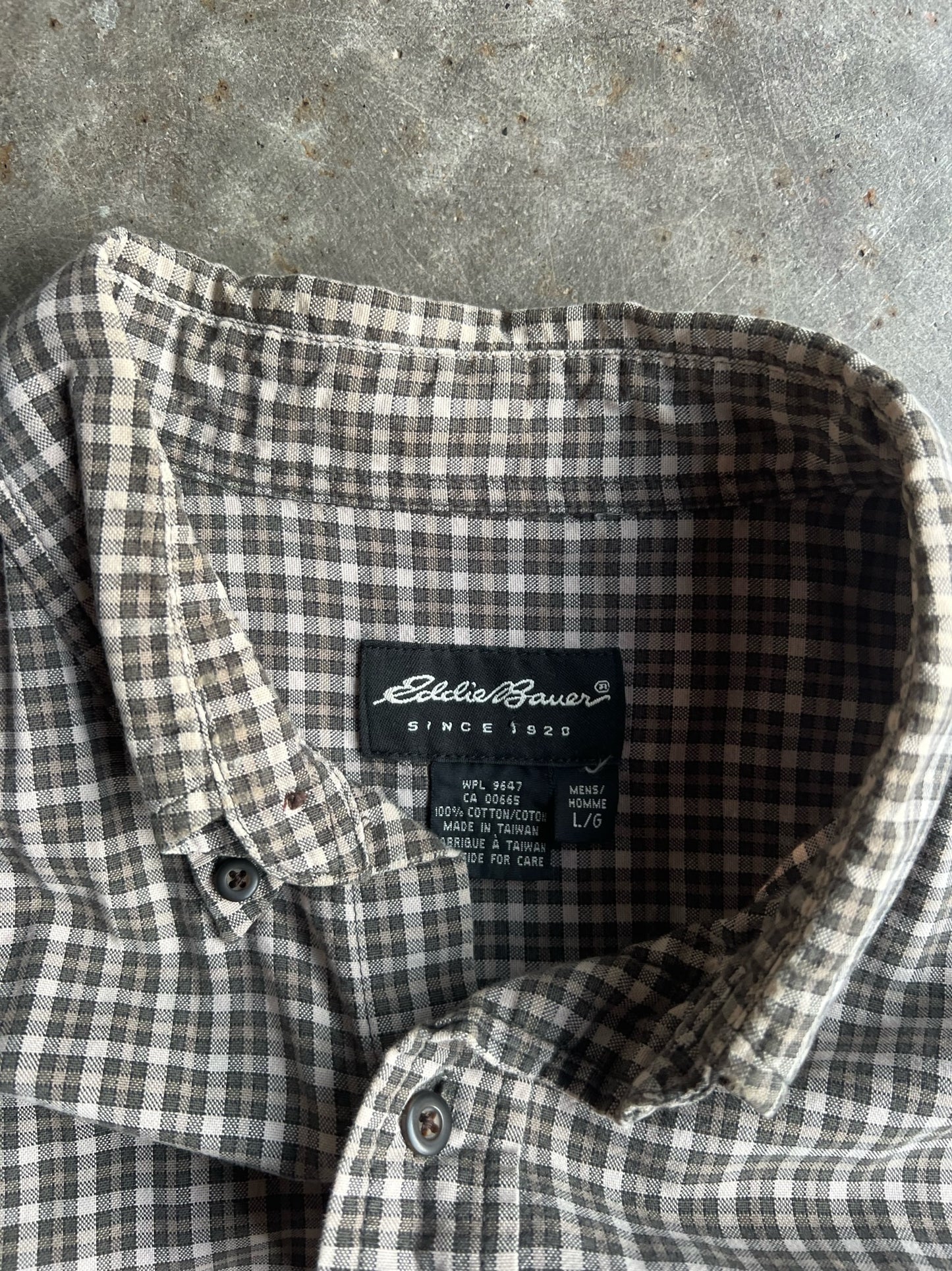 Vintage Green Plaid Cropped Eddie Bauer Button Up - L