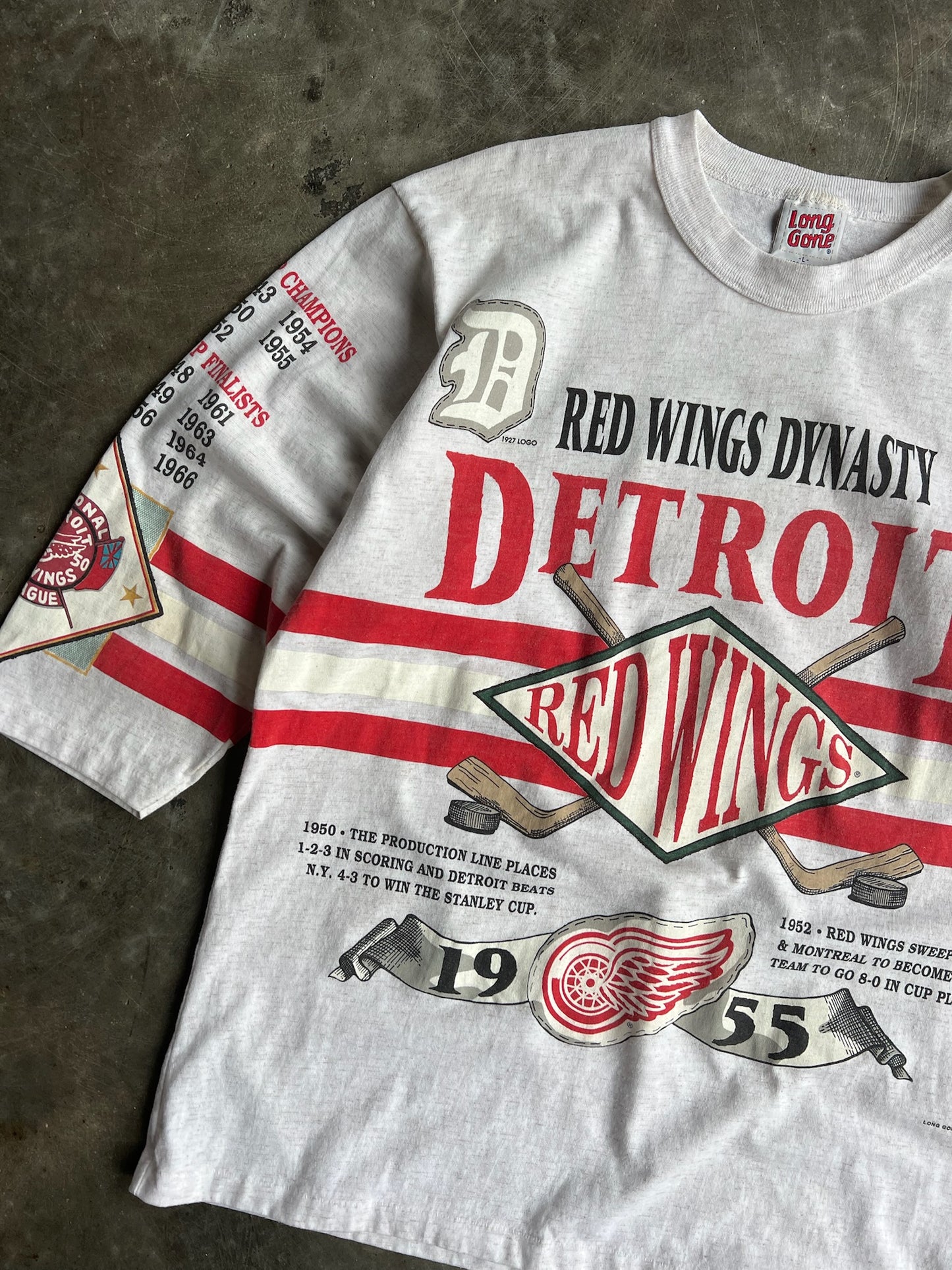 Vintage Chicago Detroit Red Wings Single Stitch Long Gone Shirt - L