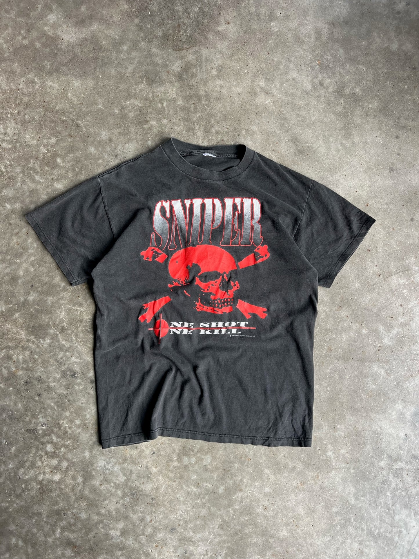 Vintage Black Sniper Crossbones Shirt - L