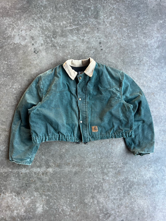 Vintage Green Cropped Carhartt Jacket - XL