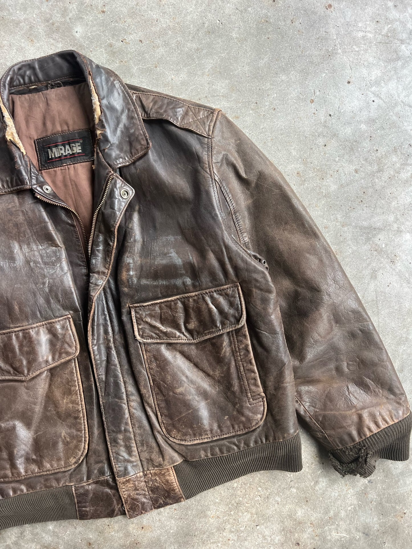 Vintage Brown Mirage Distressed Leather Jacket - L