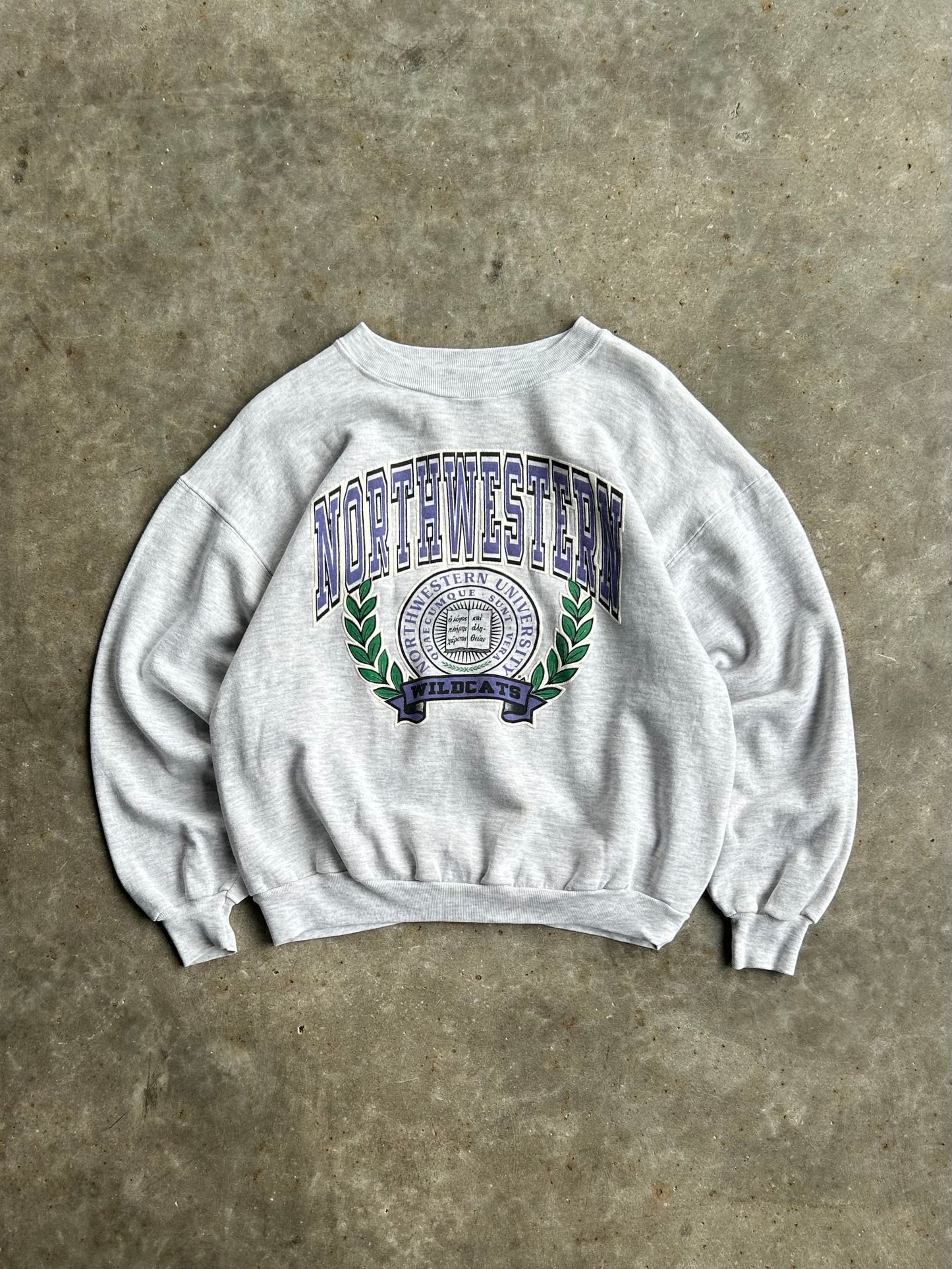 Vintage Grey Northwestern University Crew - L