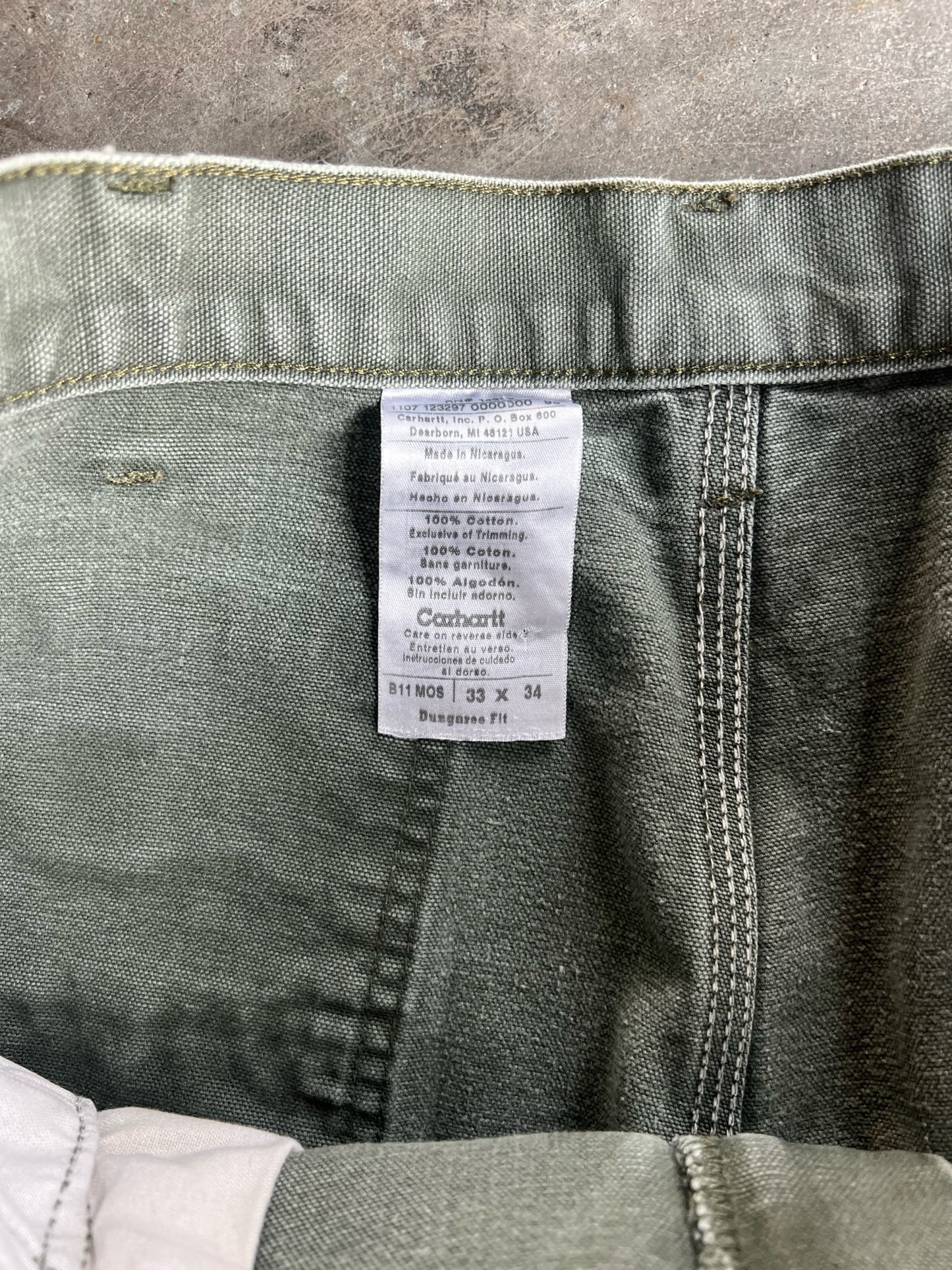 Vintage Faded Green Carhartt Carpenter Pants - 32