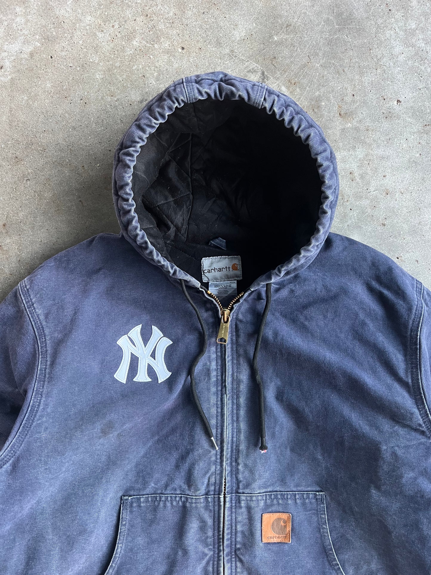 Vintage Navy Yankees Hooded Carhartt Jacket -XL