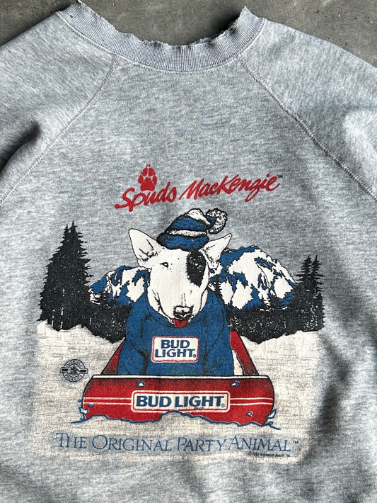 Vintage Grey Bud Light Spuds Mackenzie Crew - L