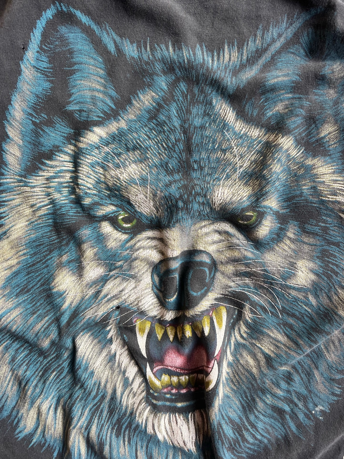 Vintage Faded Black Wolf Shirt - XL