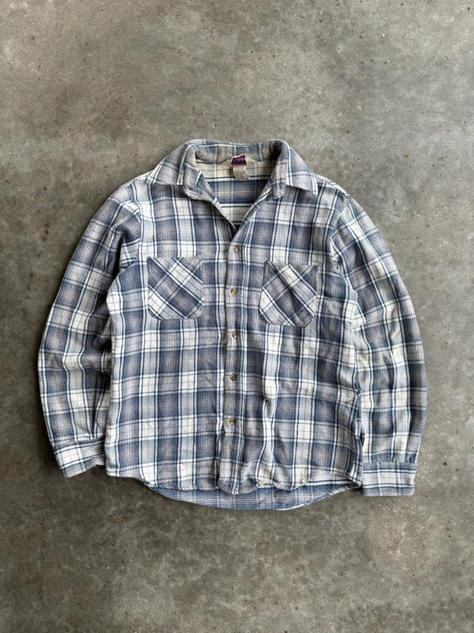 Vintage Blue and White Flannel Button Up - M