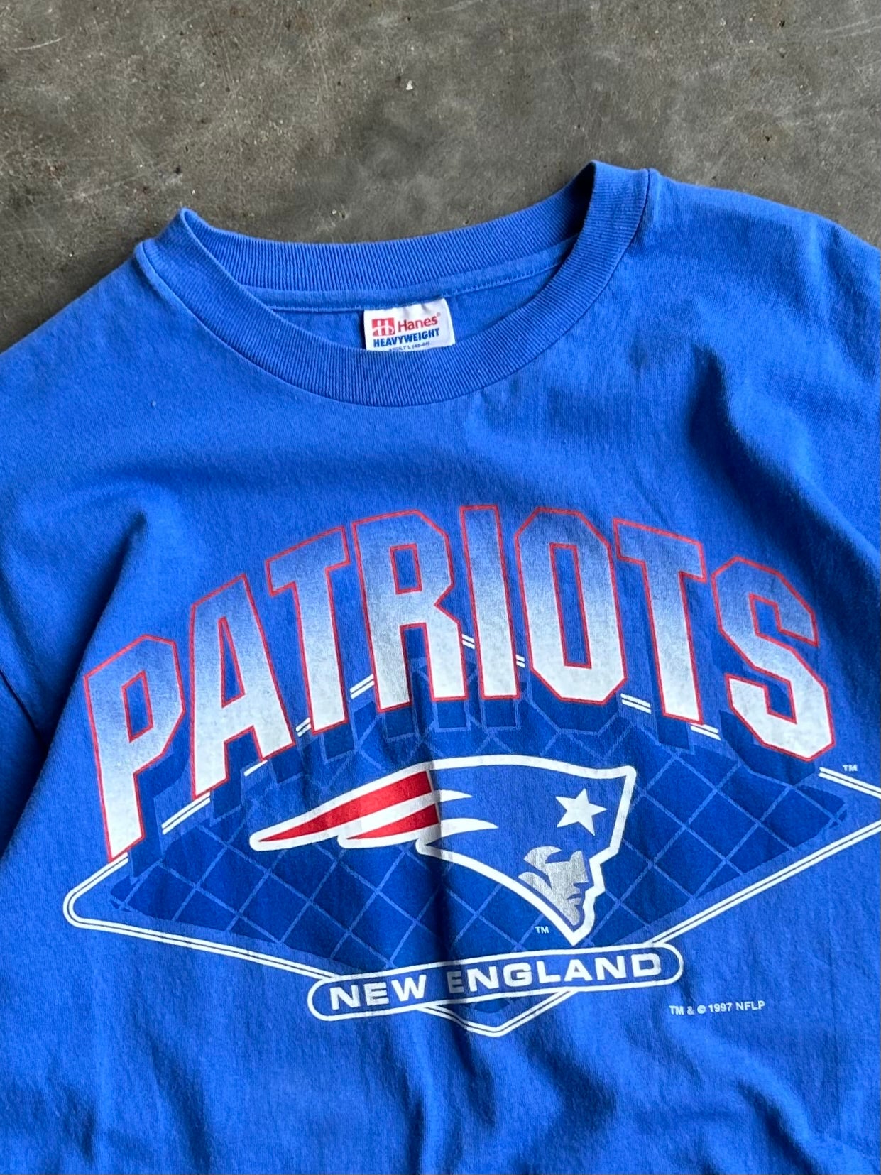 Vintage Blue New England Patriots Tee - XL