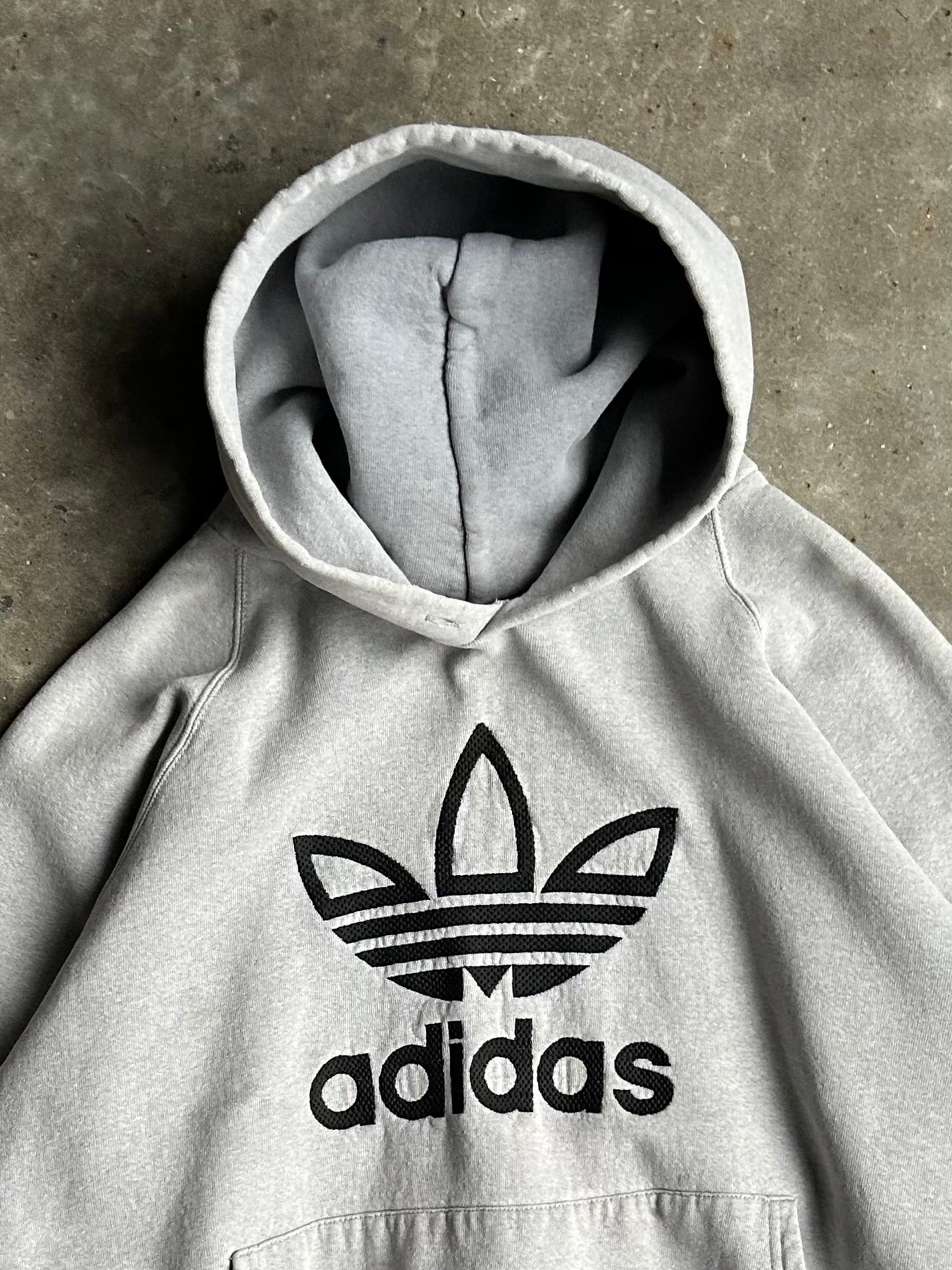 Vintage Grey Adidas Hoodie - M