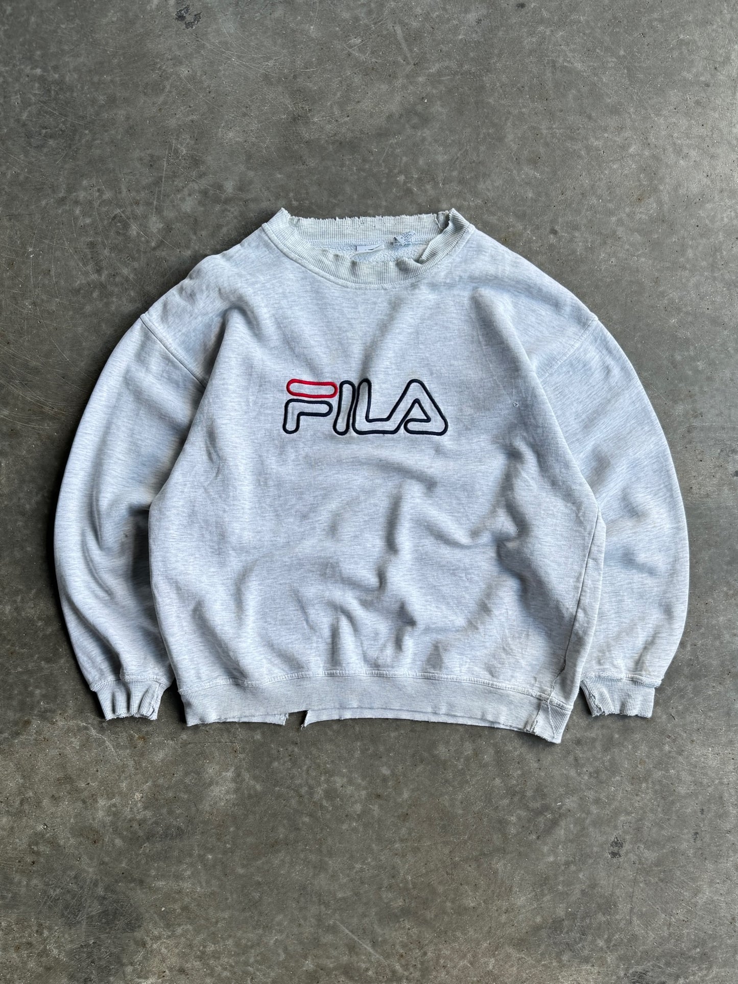 Vintage Light Grey Fila Crew - XL