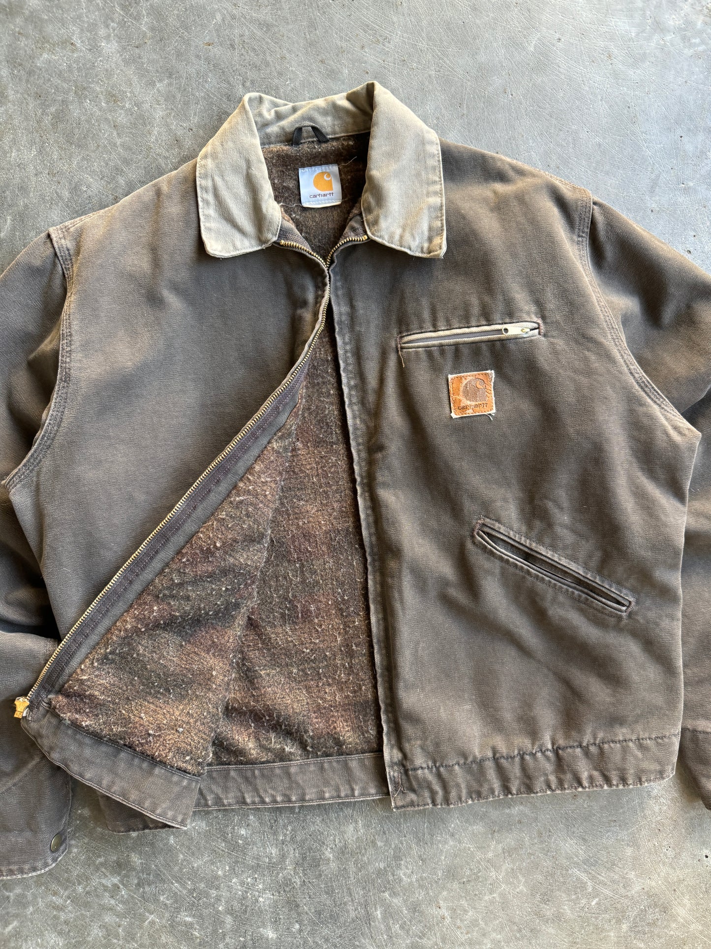 Vintage Brown Flannel Lined Detroit Carhartt Jacket - L