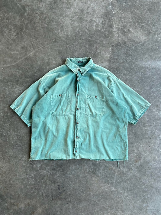 Teal Cropped Button-Up - XXL